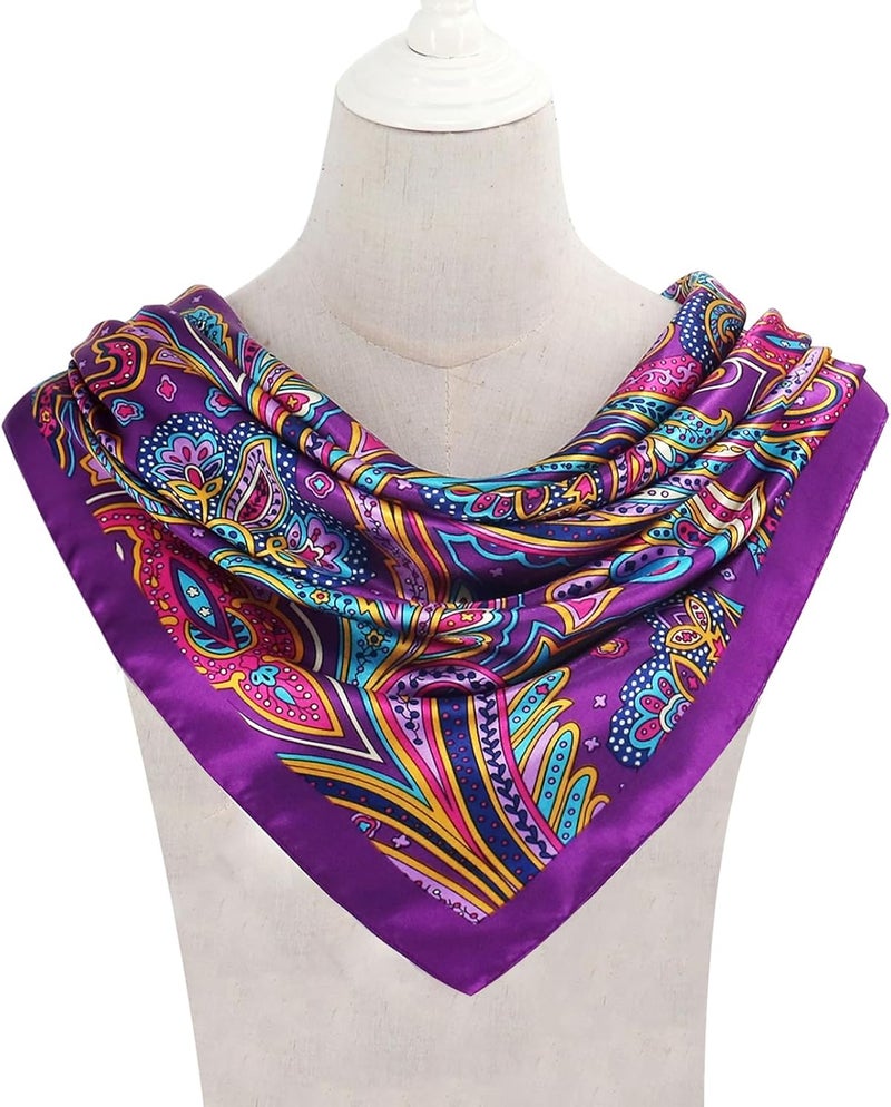 vimate 35" Square Silk Like Head Scarf - Women's Fashion Silk Feeling Scarf for Hair Wrapping and Sleeping at Night. - Image 3